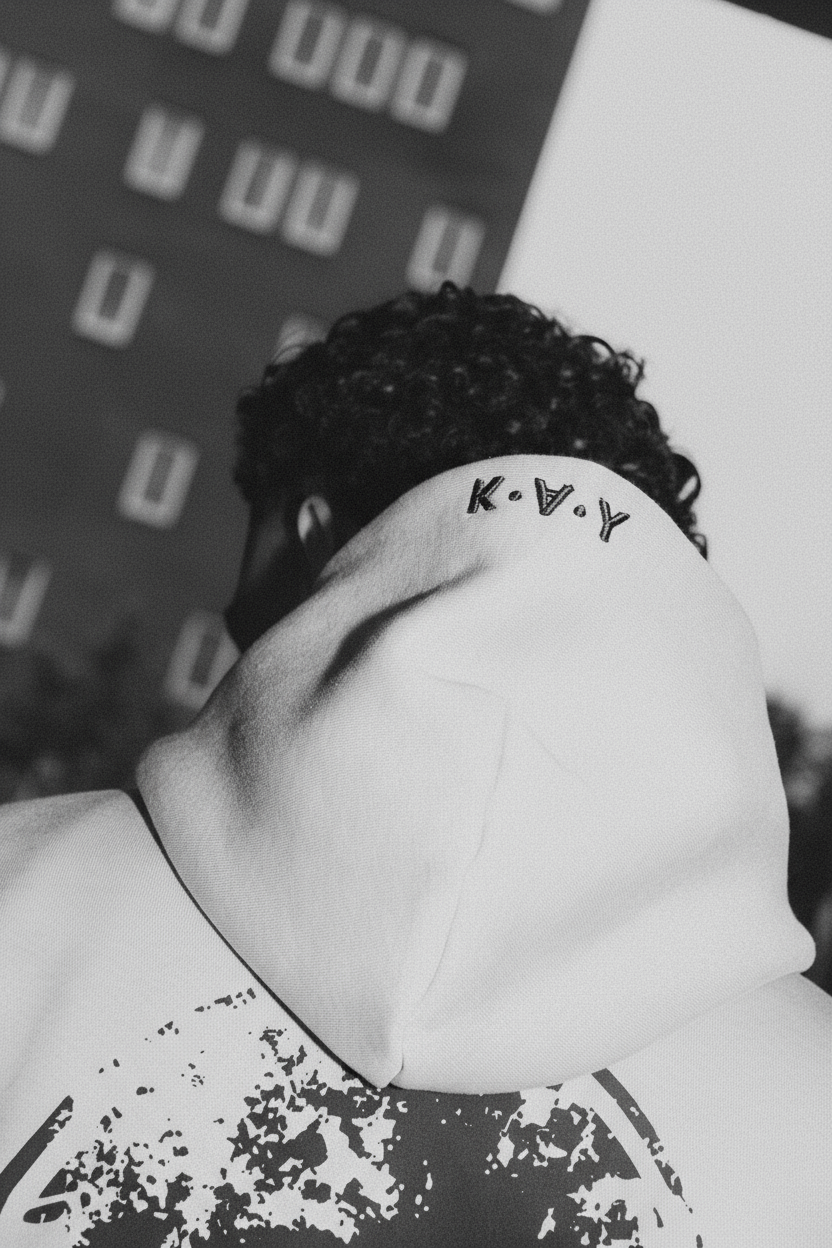 y.a.k hoodie black and grey with bold logo on the back 