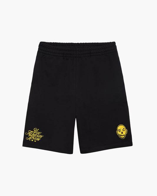 yak unisex short jogger with yellow logo details 